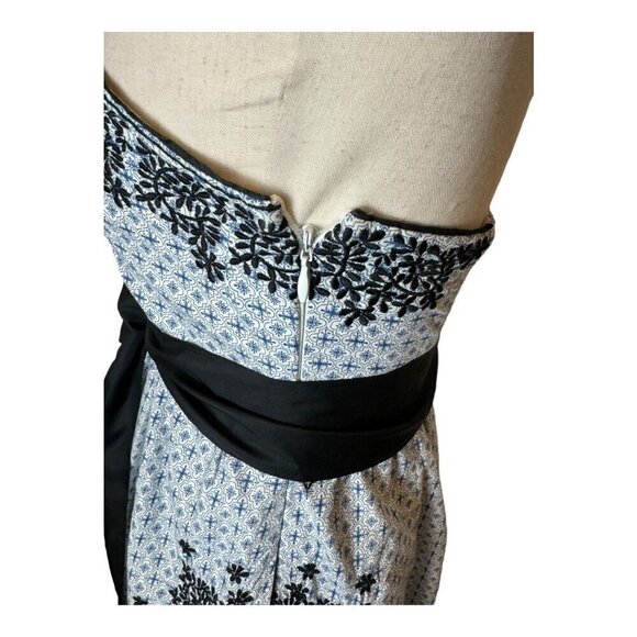 Anthropologie Moulinette Soeurs Dress Women 2 Blue Embroidered Strapless Elysian - Picture 9 of 12